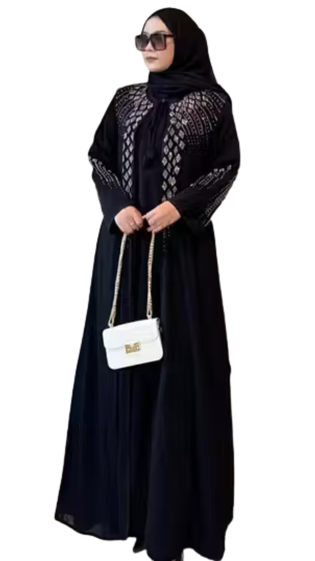 Front Open Dori Stonework Abaya